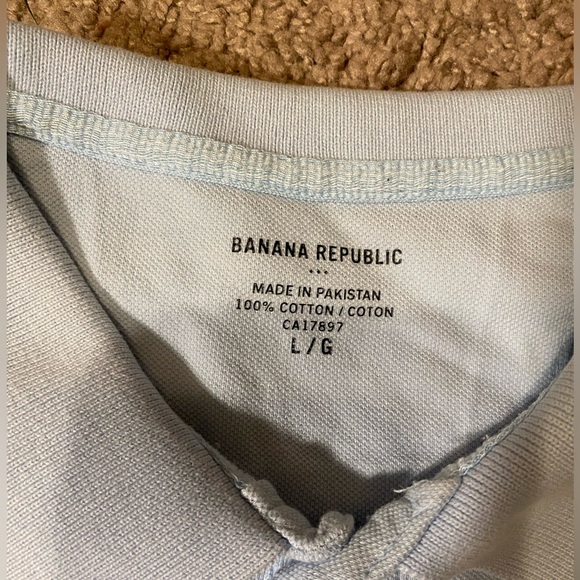 Banana Republic Adult Mens Size Large Polo Blue Golf Work Outdoor Summer Shirt - Picture 4 of 9